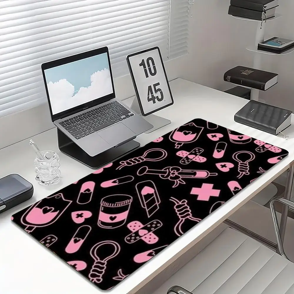 Desk Setup Pc And Laptop - Kawaii Pembe Tıbbi Desenli Oyun Mouse