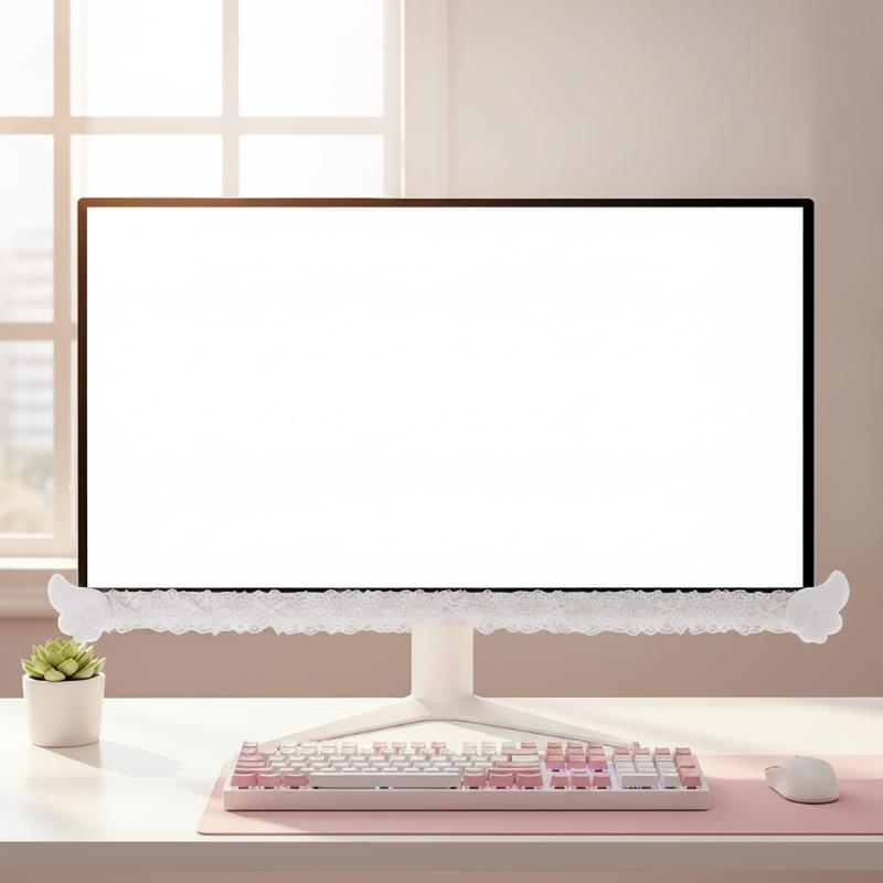 Setup Desk Monitor - Renkli Dantel Monitör Kenar Süsü, Peluş